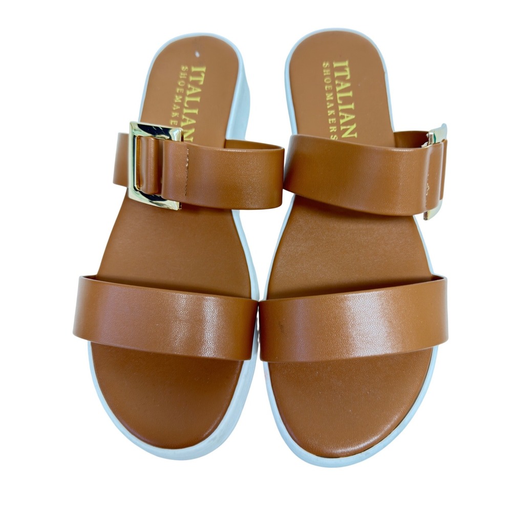 Italian Shoemakers Tenley Platform Sandals Womens 9.5 Brown Buckle Double Strap